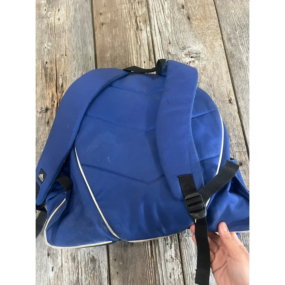 Adidas Soccer Backpack Royal Blue White Mesh Ball Pocket Sports Bag Vintage